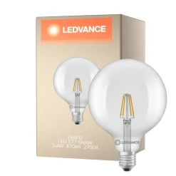 Ledvance Classic LED Globe LED E27 Globe Filament Klar 3.4W 470lm - 827 Extra Varm Vit | Ersättare 40W