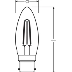Ledvance Classic Performance LED Lampa B22d Kronljus Filament Klar 2.5W 250lm - 827 Extra Varm Vit | Ersättare 25W