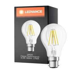 Ledvance Classic Performance LED Lampa B22d Päron Filament Klar 6.5W 806lm - 827 Extra Varm Vit | Ersättare 60W