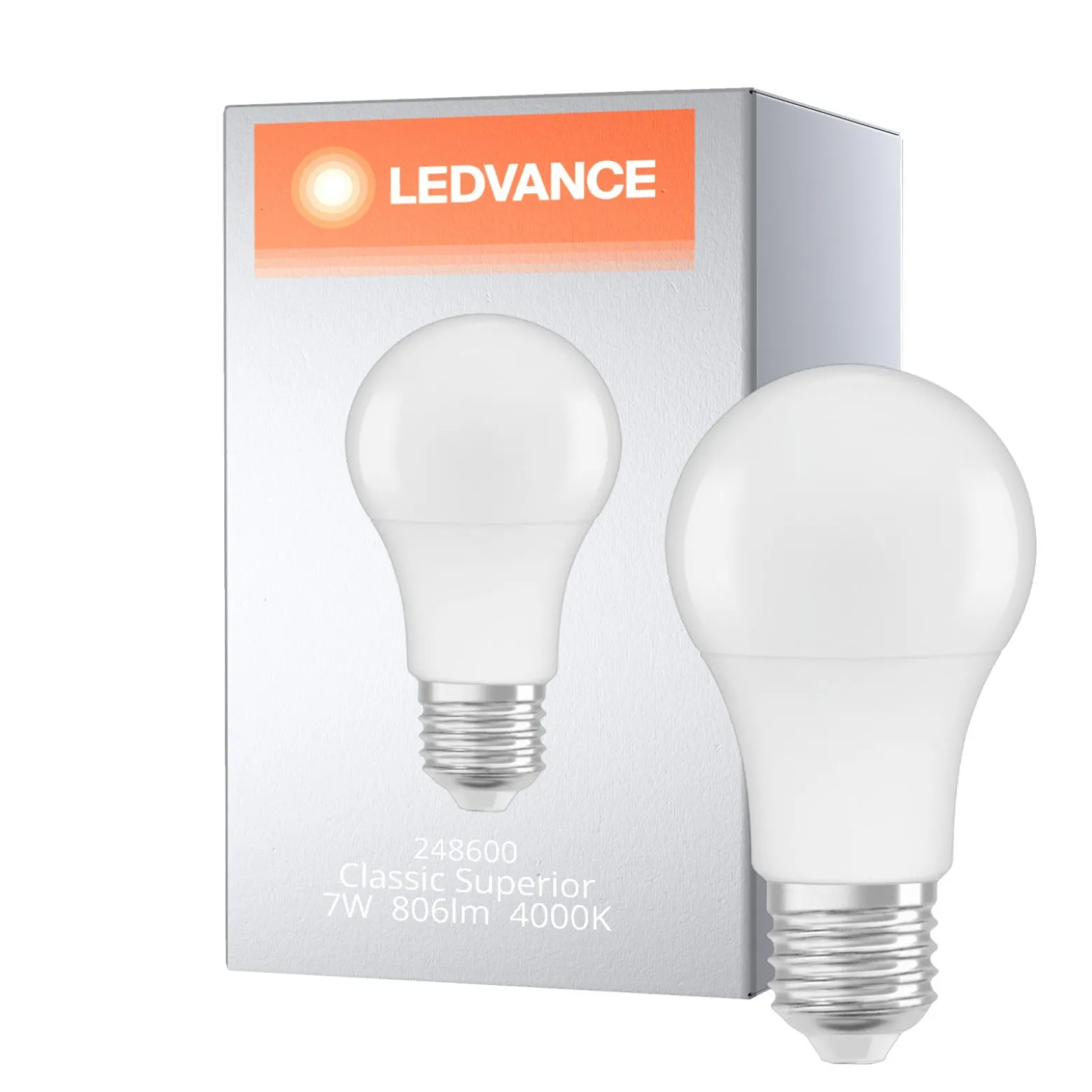 Ledvance Classic Superior LED E27 Päron Matt 7W 806lm - 840 Kallvit | Ersättare 60W
