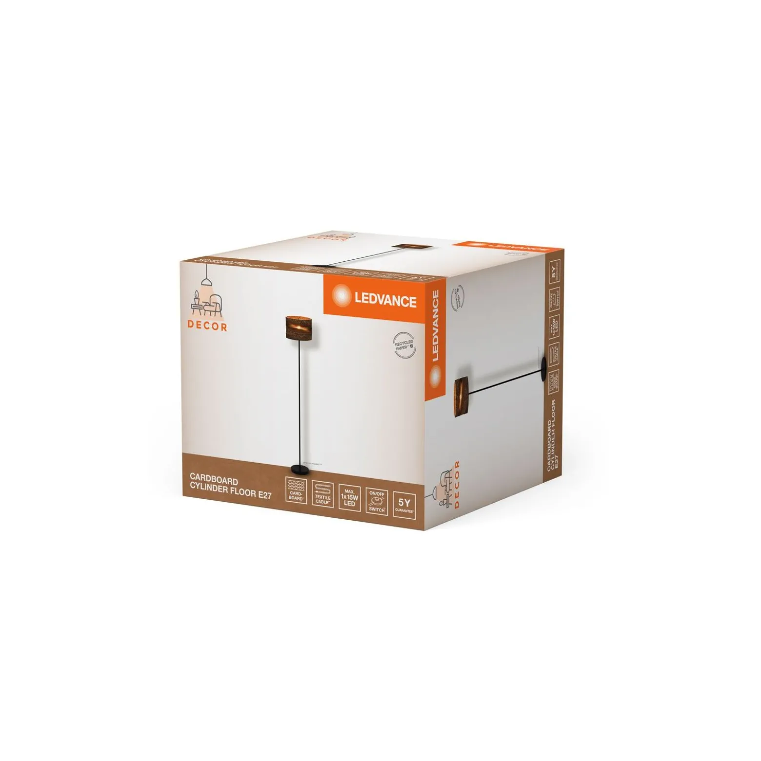 Ledvance Decor Golvlampa Cylinder Brun | Passande för 1x E27