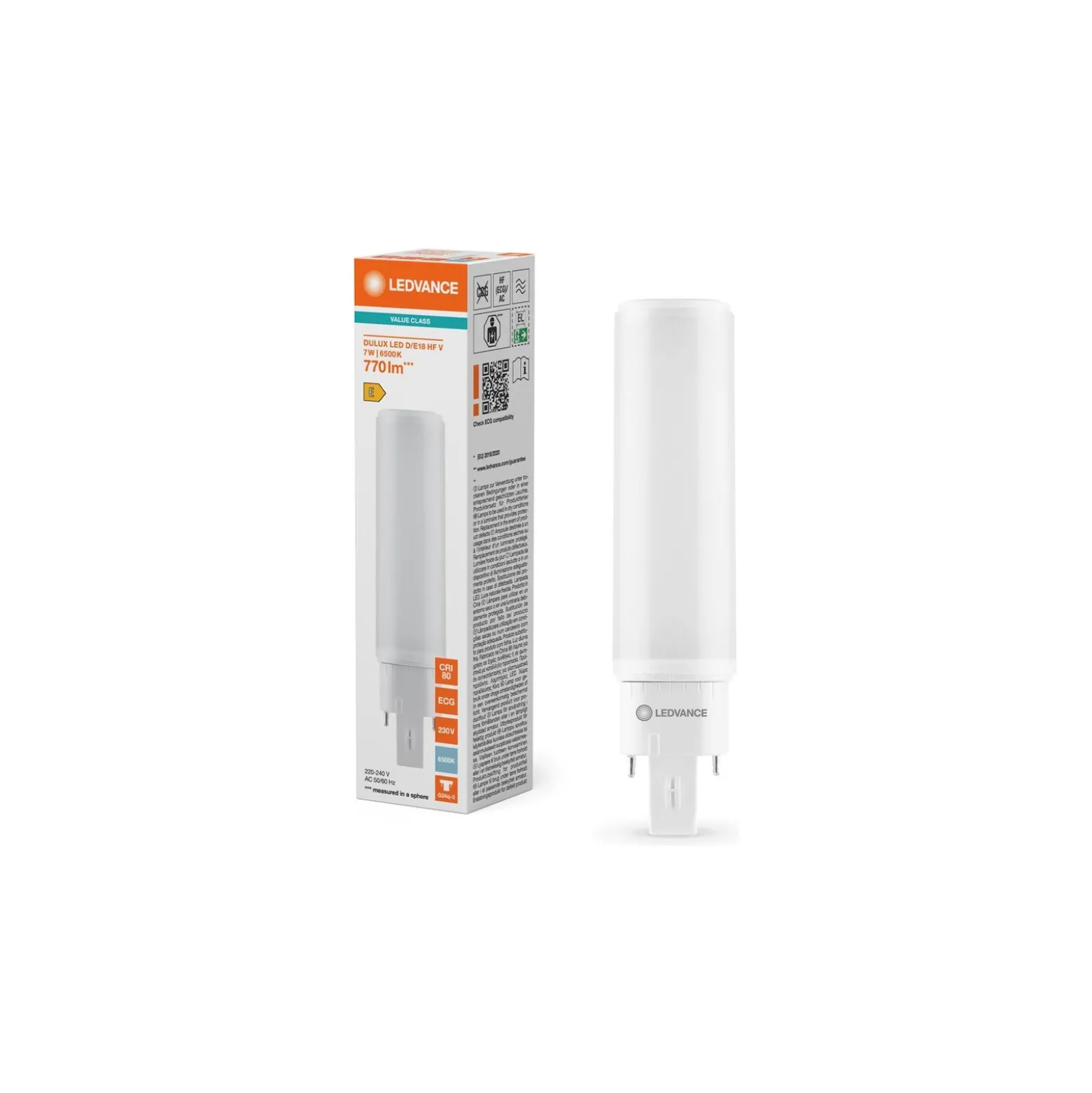 Ledvance Dulux LED D/E HF & AC Mains Value 7W 770lm - 865 Dagsljus | Ersättare 18W