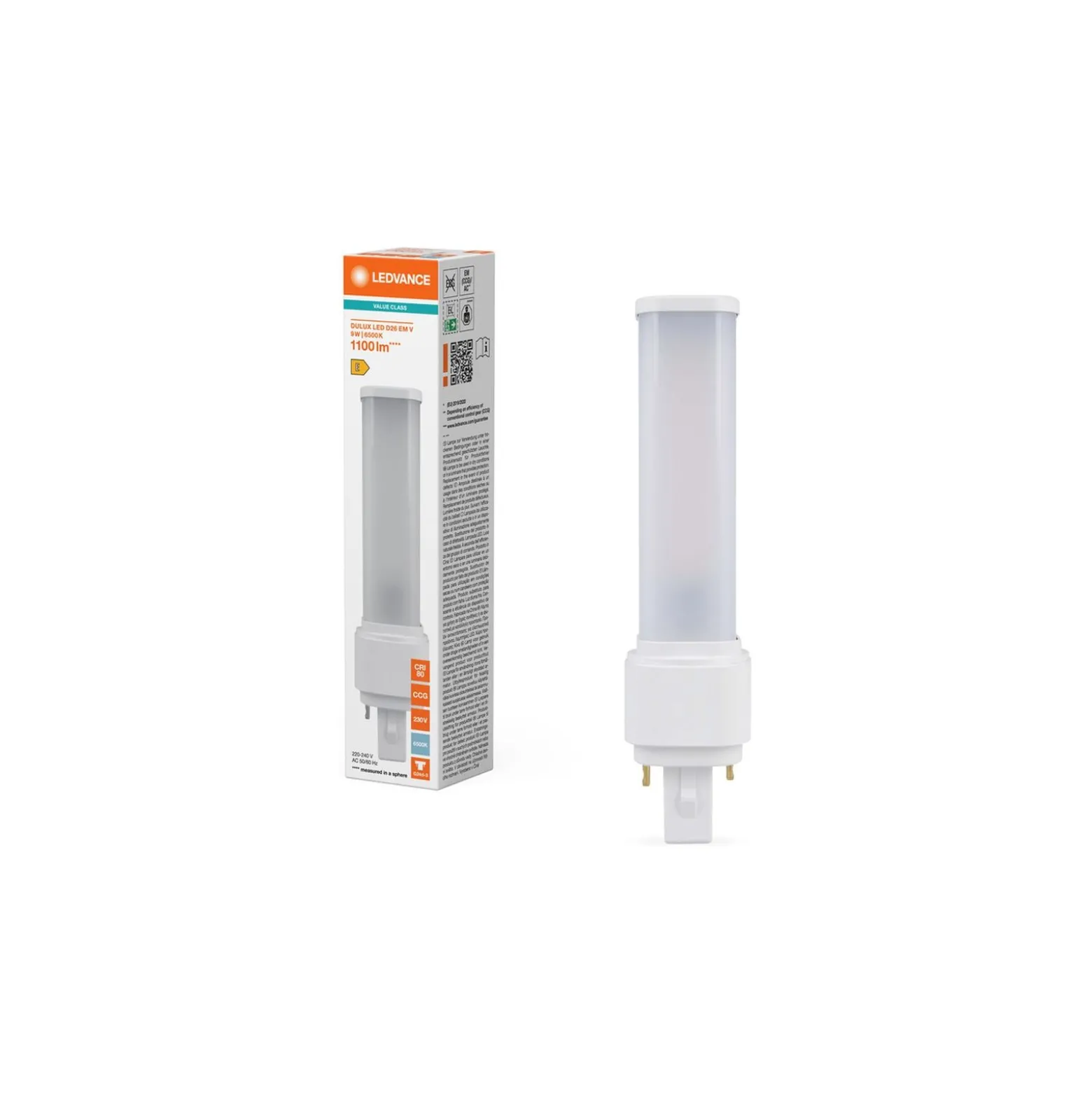 Ledvance DULUX LED D EM & AC Mains Value 9W 1100lm - 865 Dagsljus | Ersättare 26W