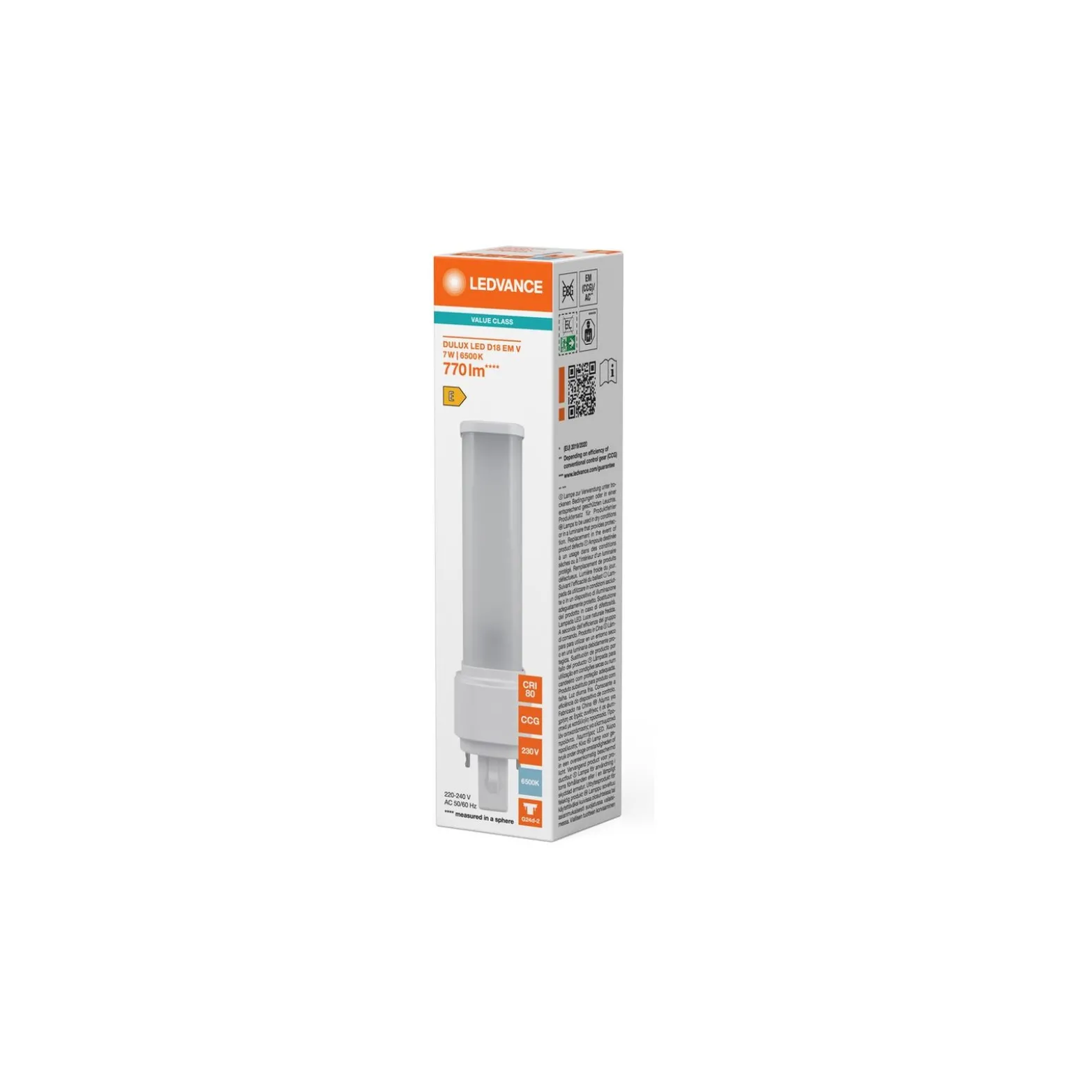 Ledvance DULUX LED D EM & AC Mains Value 7W 770lm - 865 Dagsljus | Ersättare 18W