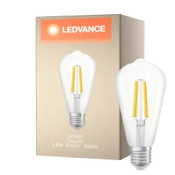 Ledvance Filament LED E27 Päron Klar 3.8W 806lm - 830 Varm Vit | Ersättare 60W