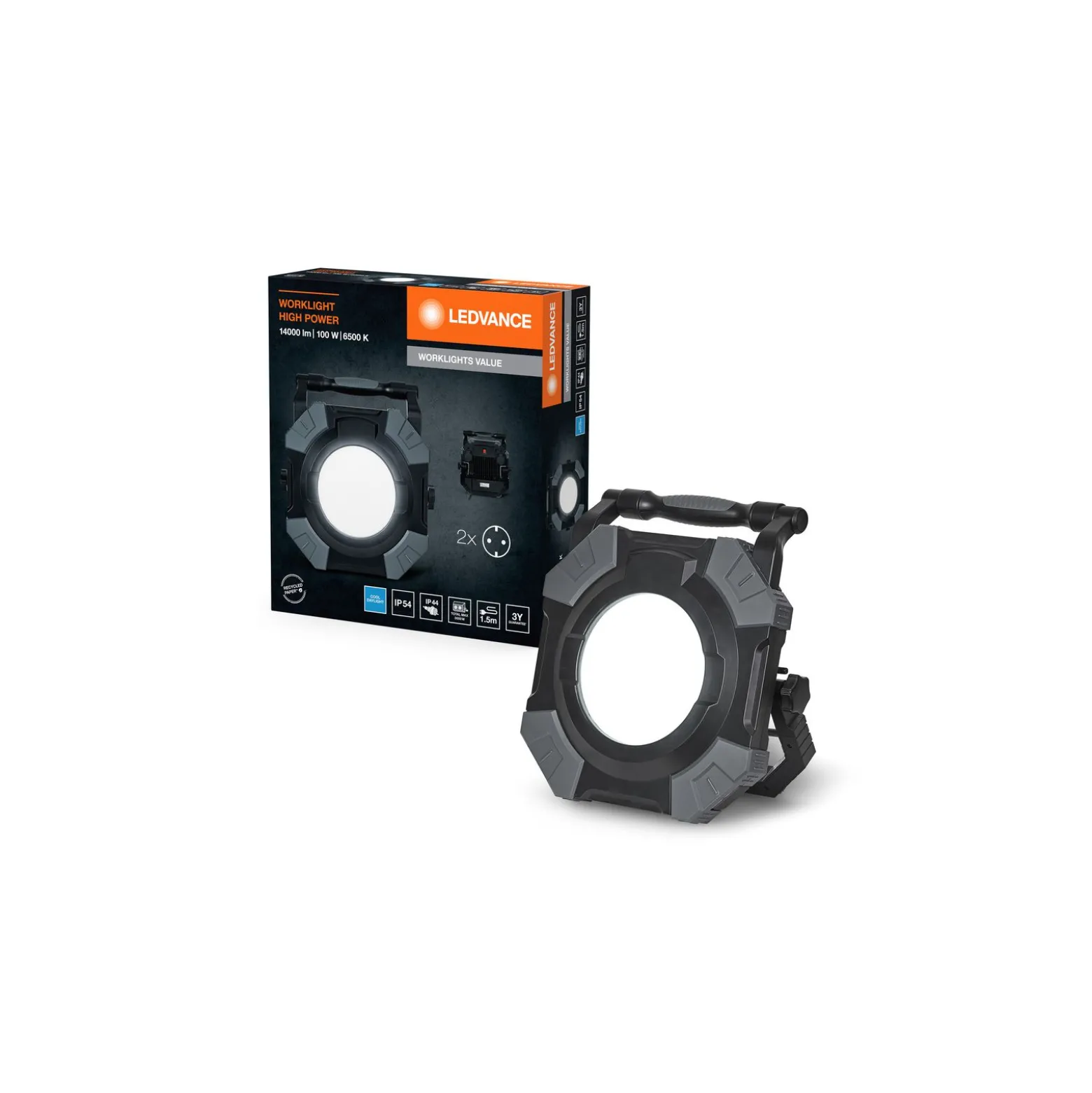 Ledvance LED Abetsbelysning Value Svart 100W 12000lm 100D - 865 Dagsljus | IP54 - Symmetrisk