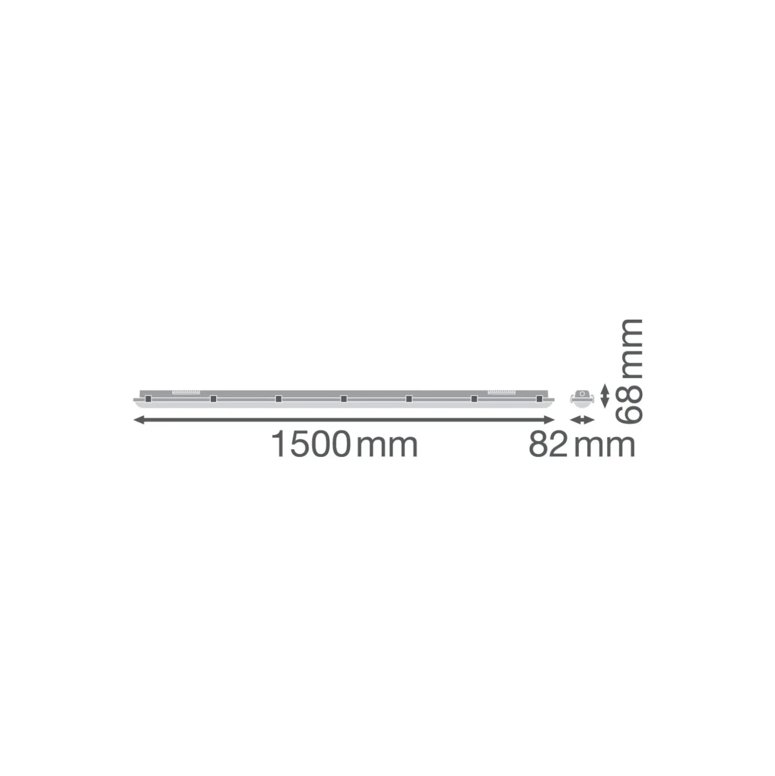 Ledvance LED Allmänbruksarmatur Vattentät Fukttät 46W 6400lm - 840 Kallvit | 150cm