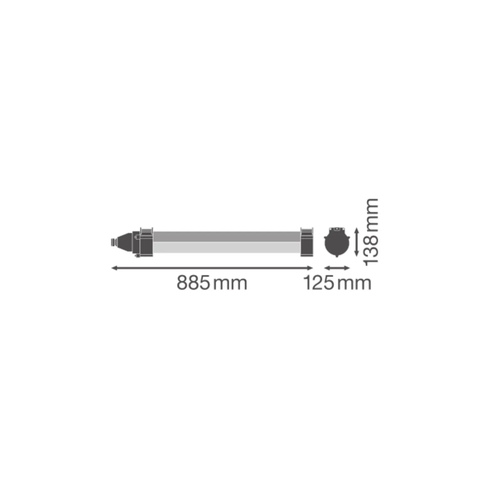 Ledvance LED Allmänbruksarmatur Vattentät Fukttät Max 18W 2000lm - 840 Kallvit| 60cm - 3 Timmar Nödbelysning - Ersättare 2x18W