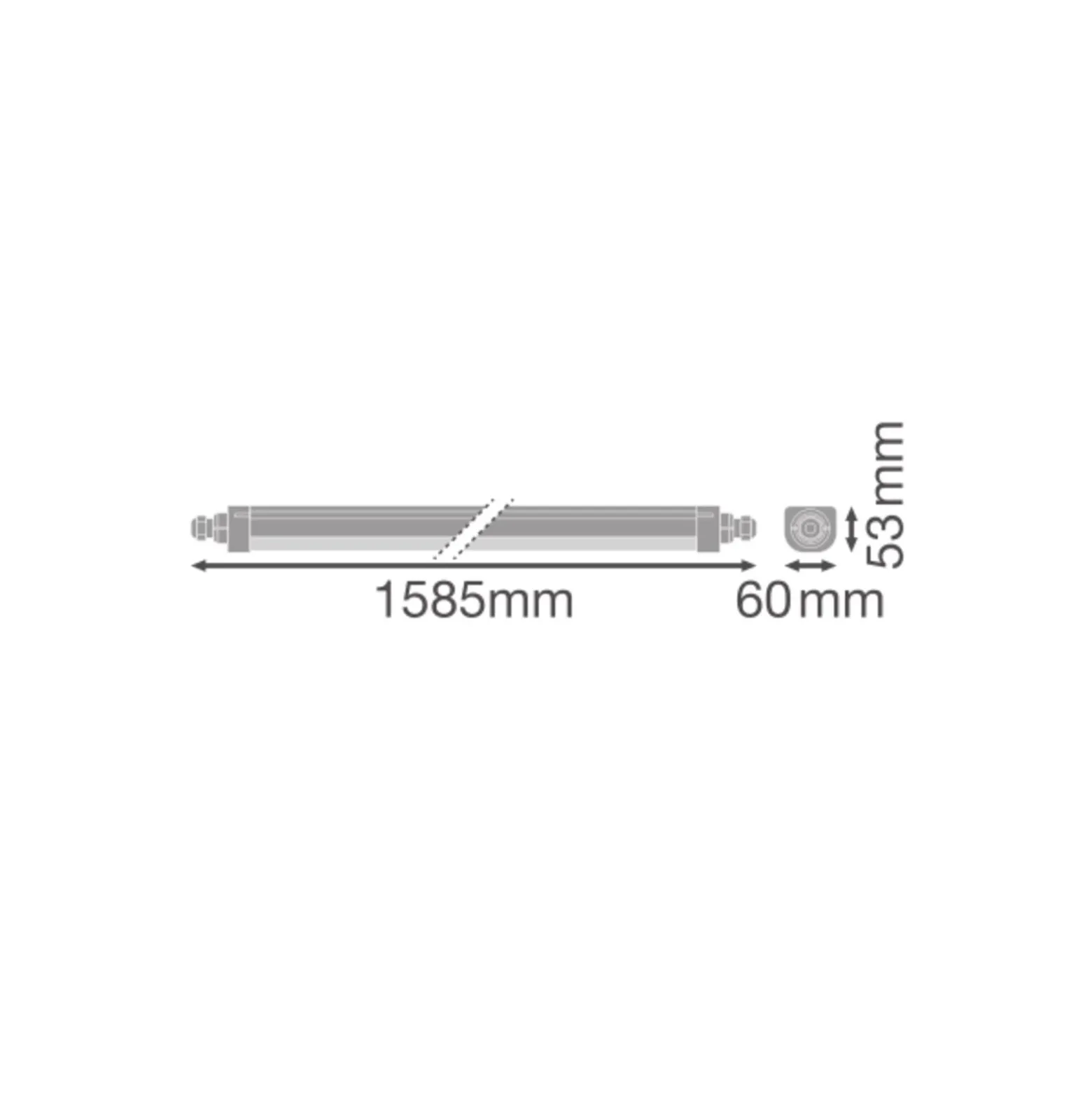 Ledvance LED Allmänbruksarmatur Vattentät 62W 7500lm - 840 Kallvit | 150cm