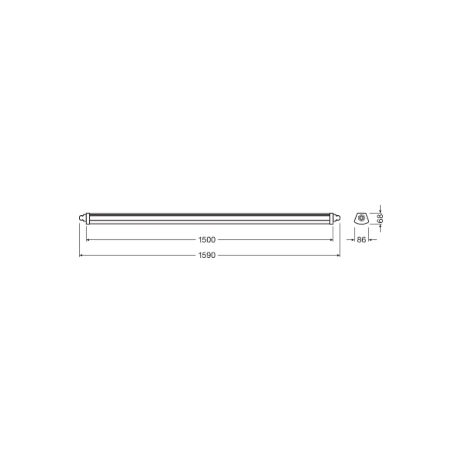 Ledvance LED Allmänbruksarmatur Vattentät Fukttät Kompakt 31W 3500lm - 830 Varm Vit | 150cm
