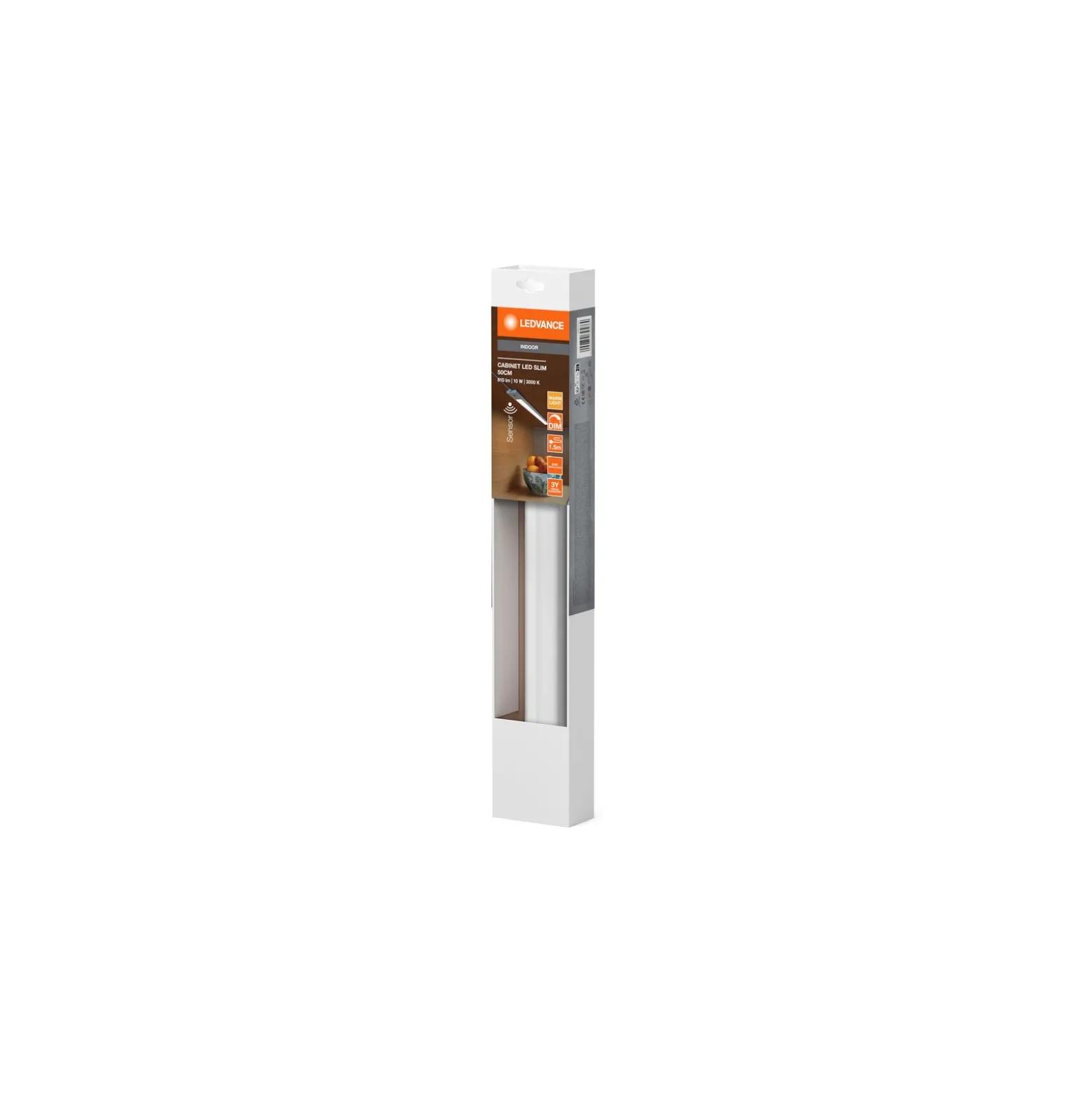 Ledvance LED Allmänbruksarmatur Cabinet LED Slim Vit 10W 470lm - 830 Varm Vit | Dimbar - Rörelse- och Ljussensor
