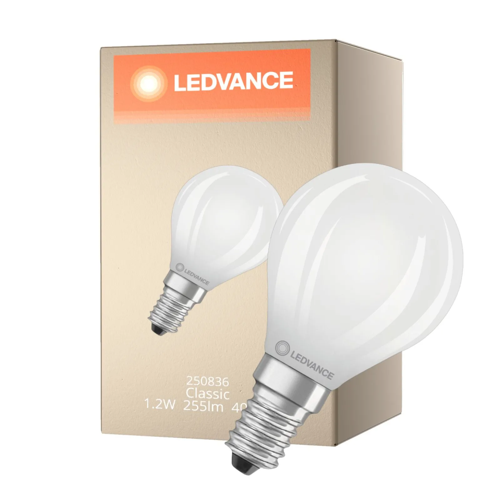 Ledvance LED Classic E14 Päron Filament Matt 1.2W 255lm - 840 Kallvit | Ersättare 25W
