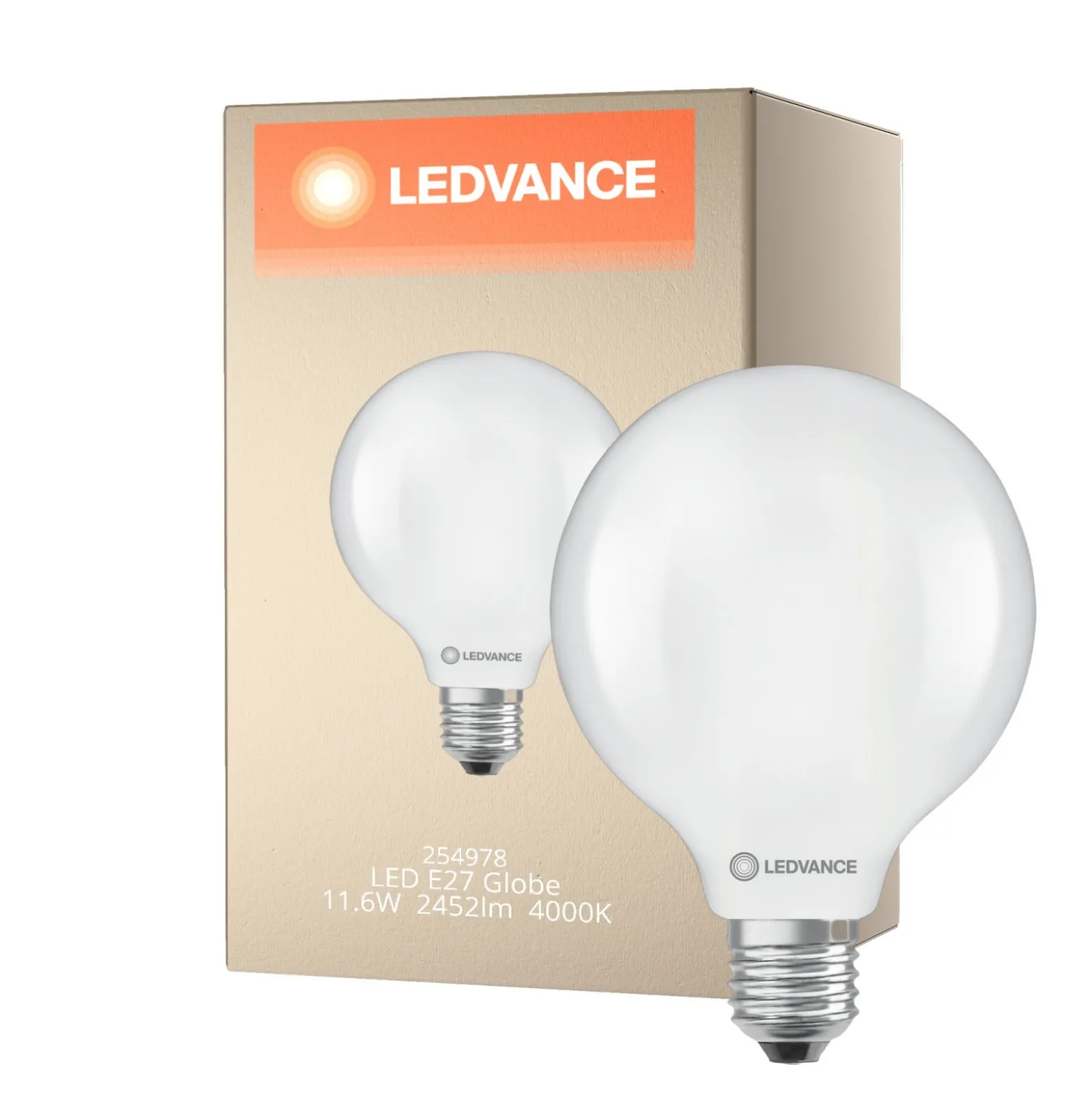 Ledvance LED Classic Globe E27 Matt 11.6W 2452lm - 840 Kallvit | Ersättare 150W