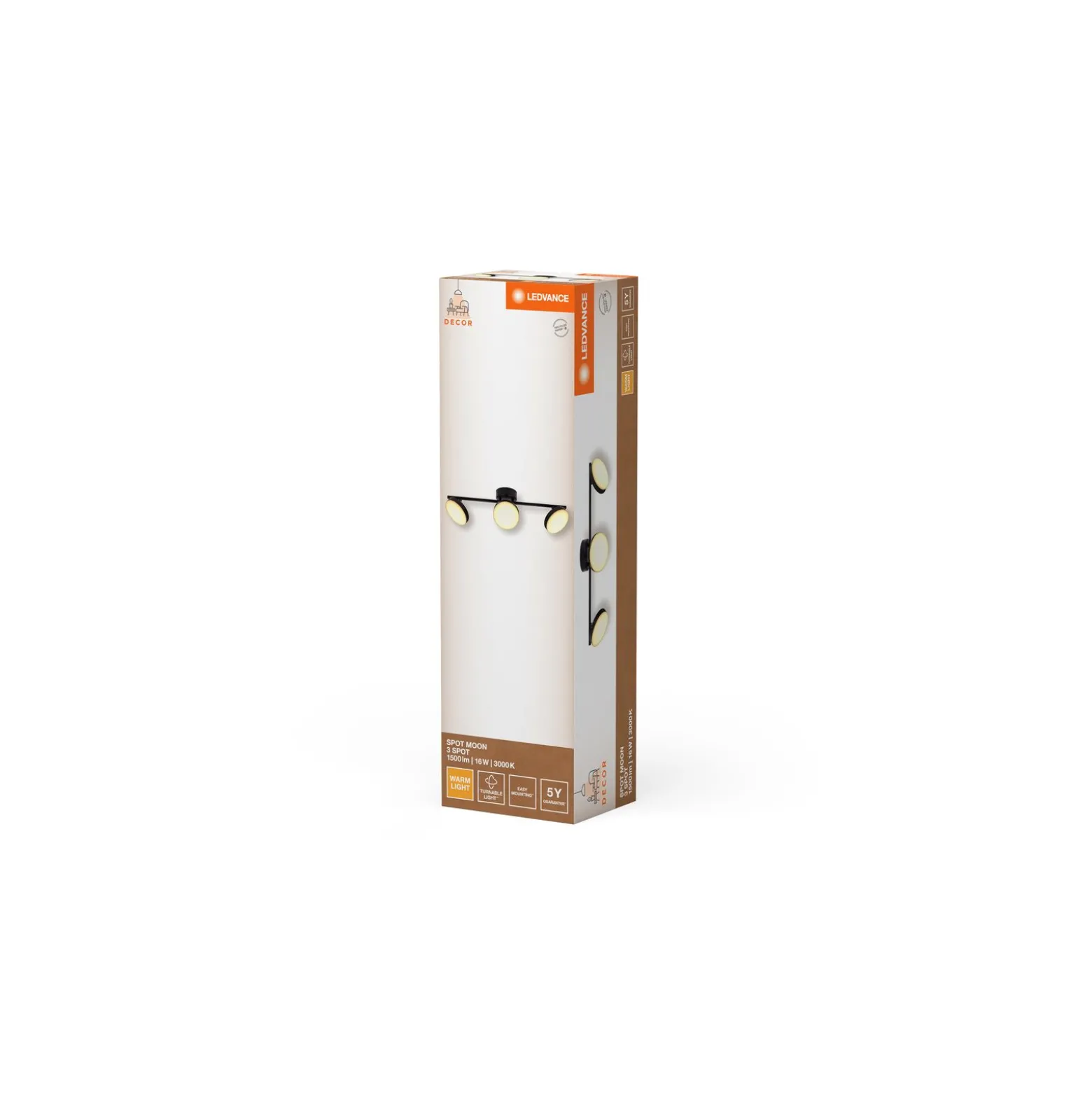 Ledvance LED Decor Spot Moon Stål Svart 16W 840lm - 830 Varm Vit