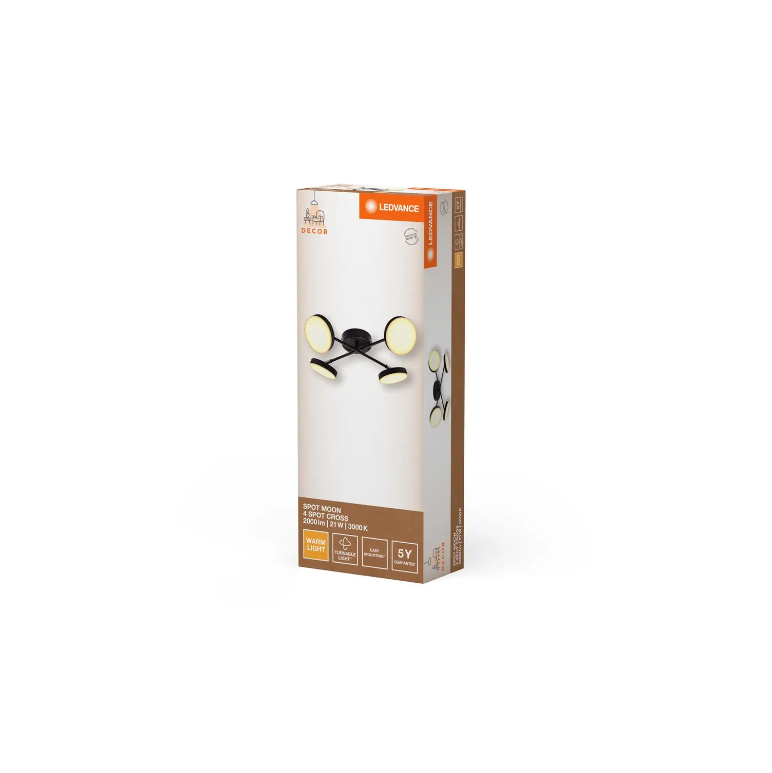 Ledvance LED Decor Spot Moon Stål Svart 21W 1120lm - 830 Varm Vit | Skrev