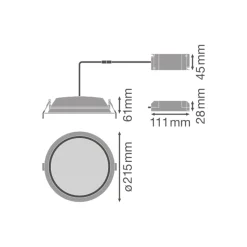 Ledvance LED Downlight Alu DN200 25W 2370lm 100D - 840 Kallvit | 215mm - IP44 - Dali Dimbar