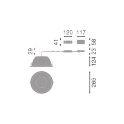 Ledvance LED Downlight Comfort High Efficiency U Aluminium Vit 36W 4860lm 55D - 830 Varm Vit | 265mm - Utskärning 250mm