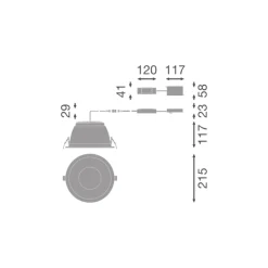 Ledvance LED Downlight Comfort High Efficiency U Aluminium Vit 25W 3250lm 55D - 830 Varm Vit | 215mm - Utskärning 200mm