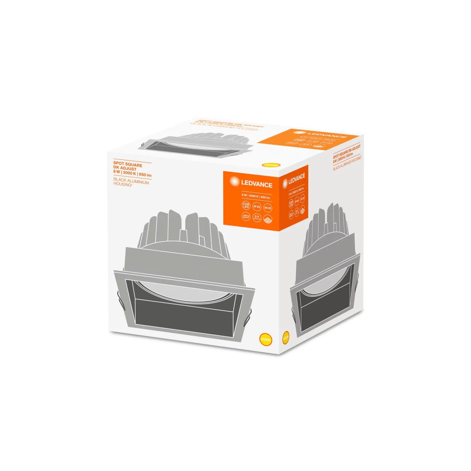 Ledvance LED Downlight Performance Svart 8W 650lm 40D - 830 Varm Vit | 90x83mm