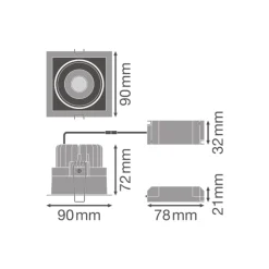 Ledvance LED Downlight Performance Svart 8W 650lm 40D - 830 Varm Vit | 90x83mm