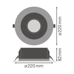 Ledvance LED Downlight Performance DN195 21W 2520lm 65D - 840 Kallvit | 220mm - IP54 - Dali Dimbar