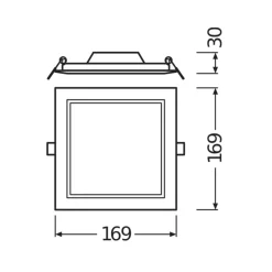 Ledvance LED Downlight Slim Fyrkant SQ155 12W 1020lm 120D - 865 Dagsljus