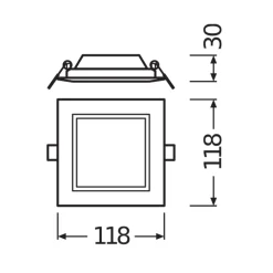 Ledvance LED Downlight Slim Fyrkant SQ105 6W 430lm 120D - 840 Kallvit