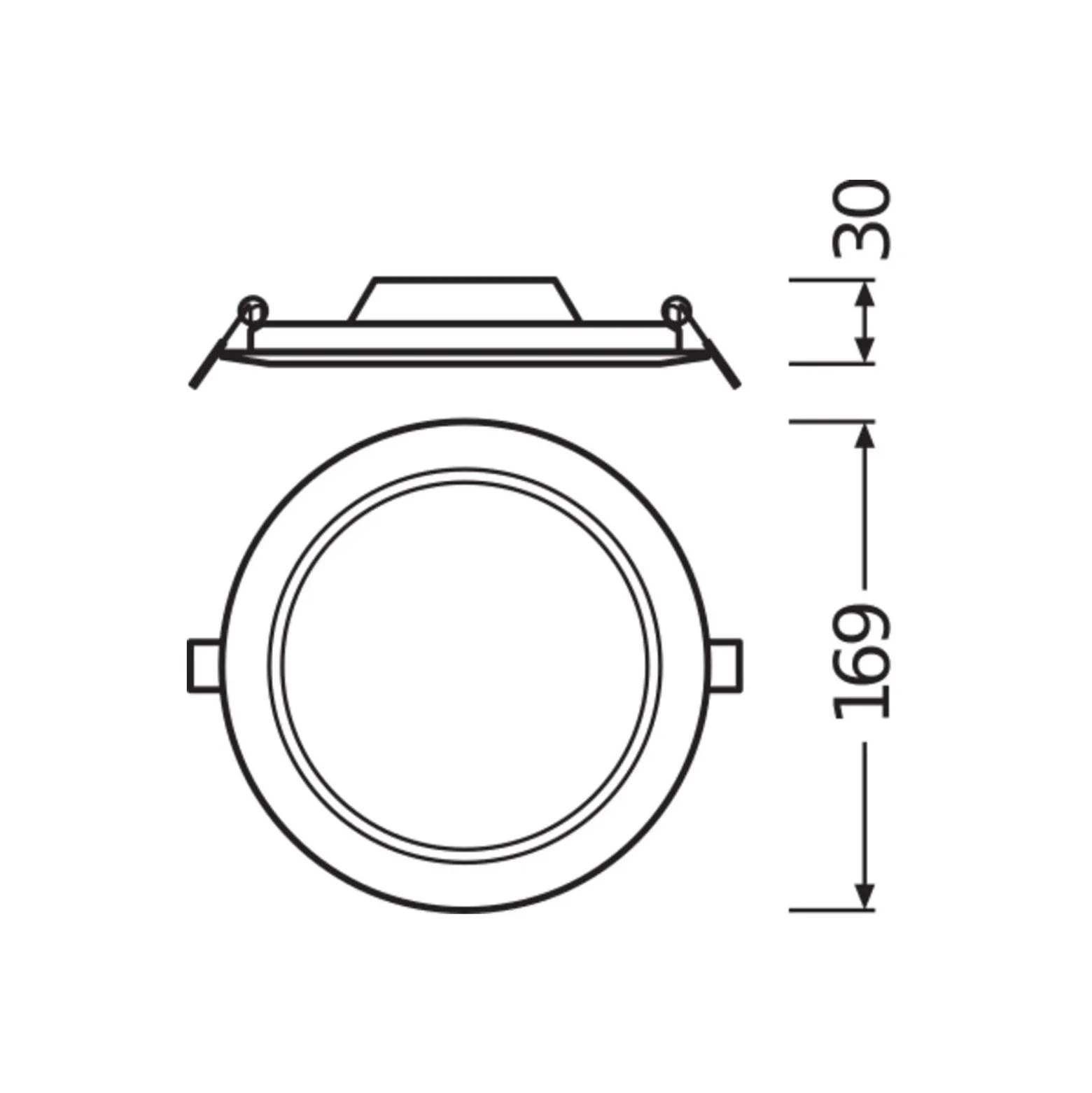 Ledvance LED Downlight Slim Runda DN155 12W 1020lm 120D - 830 Varm Vit | 169mm