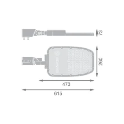 Ledvance LED Gatubelysning Area Large RV35ST Aluminium Grå 90W 12150lm 155X69D - 765 Dagsljus | IP66 - Asymmetrisk