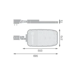 Ledvance LED Gatubelysning Area Extra Large RV35ST Aluminium Grå 150W 20250lm 155X69D - 765 Dagsljus | IP66 - Asymmetrisk