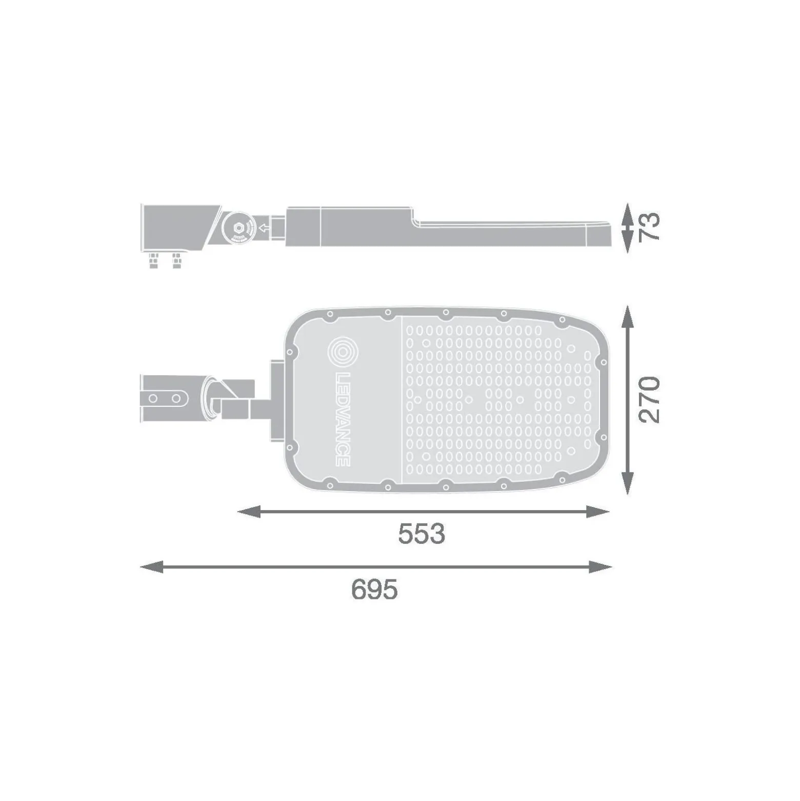 Ledvance LED Gatubelysning Area Extra Large RV35ST Aluminium Grå 150W 19500lm 155X69D - 730 Varm Vit | IP66 - Asymmetrisk