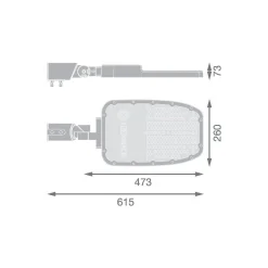 Ledvance LED Gatubelysning Area Large RV35ST Aluminium Grå 120W 15600lm 155X69D - 727 Extra Varm Vit | IP66 - Asymmetrisk