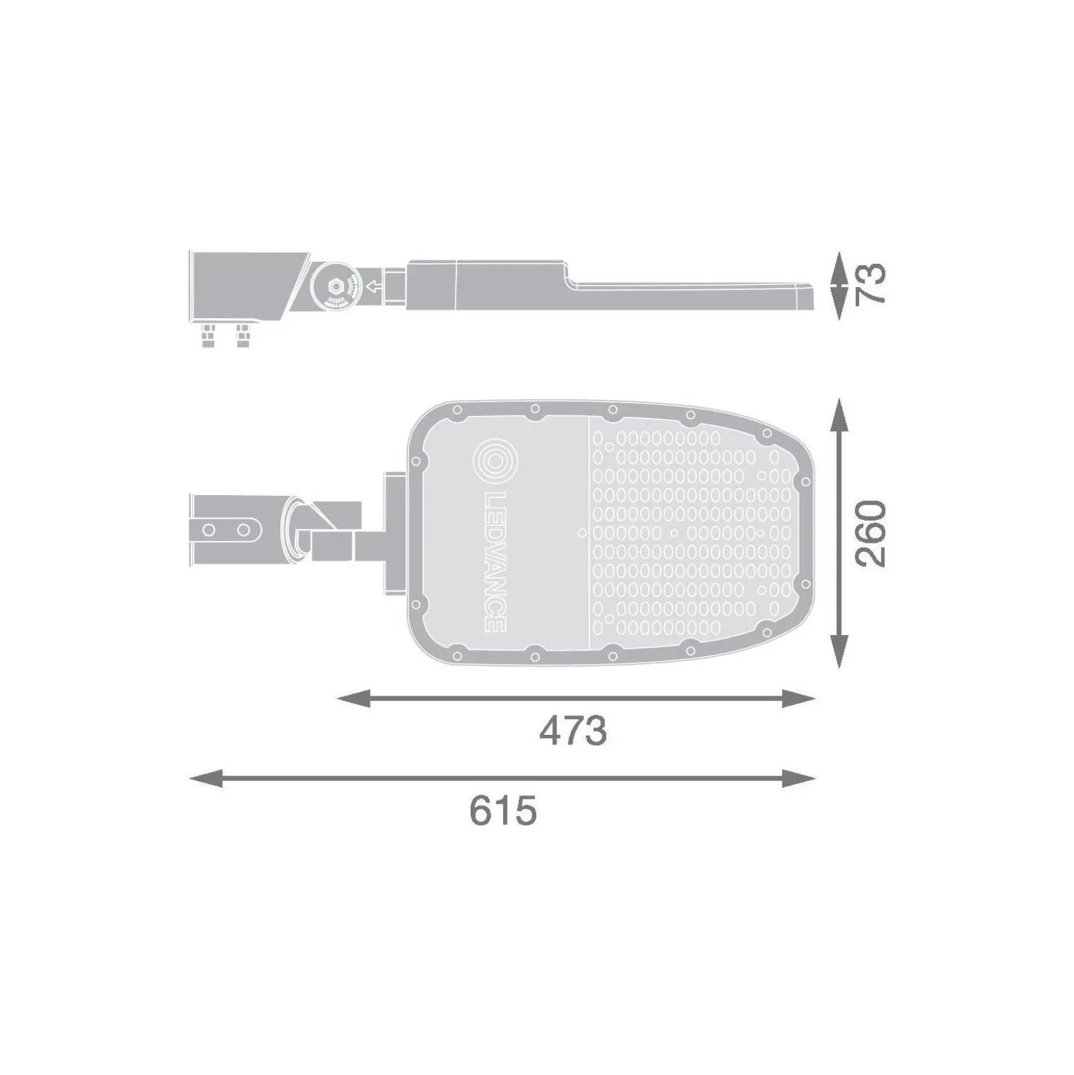 Ledvance LED Gatubelysning Area Large RV35ST Aluminium Grå 120W 15600lm 155X69D - 727 Extra Varm Vit | IP66 - Asymmetrisk