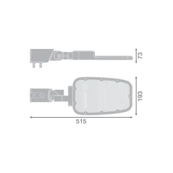 Ledvance LED gatubelysning Area Value Medium SPD Aluminium Grå 65W 8775lm 160x58D - 740 Kallvit | IP66 - Symmetrisk