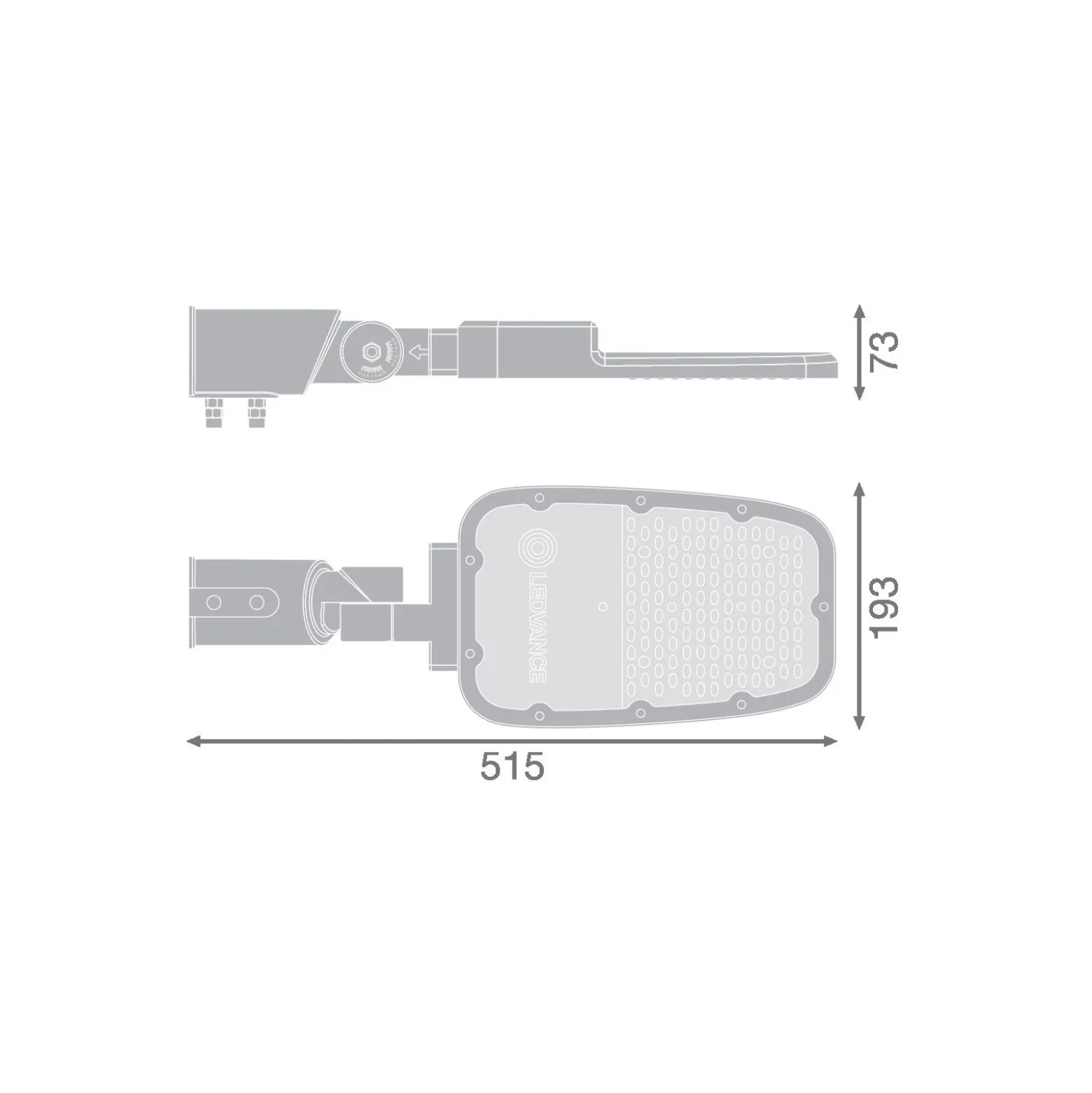Ledvance LED gatubelysning Area Value Medium SPD Aluminium Grå 65W 8450lm 160x58D - 727 Extra Varm Vit | IP66 - Symmetrisk