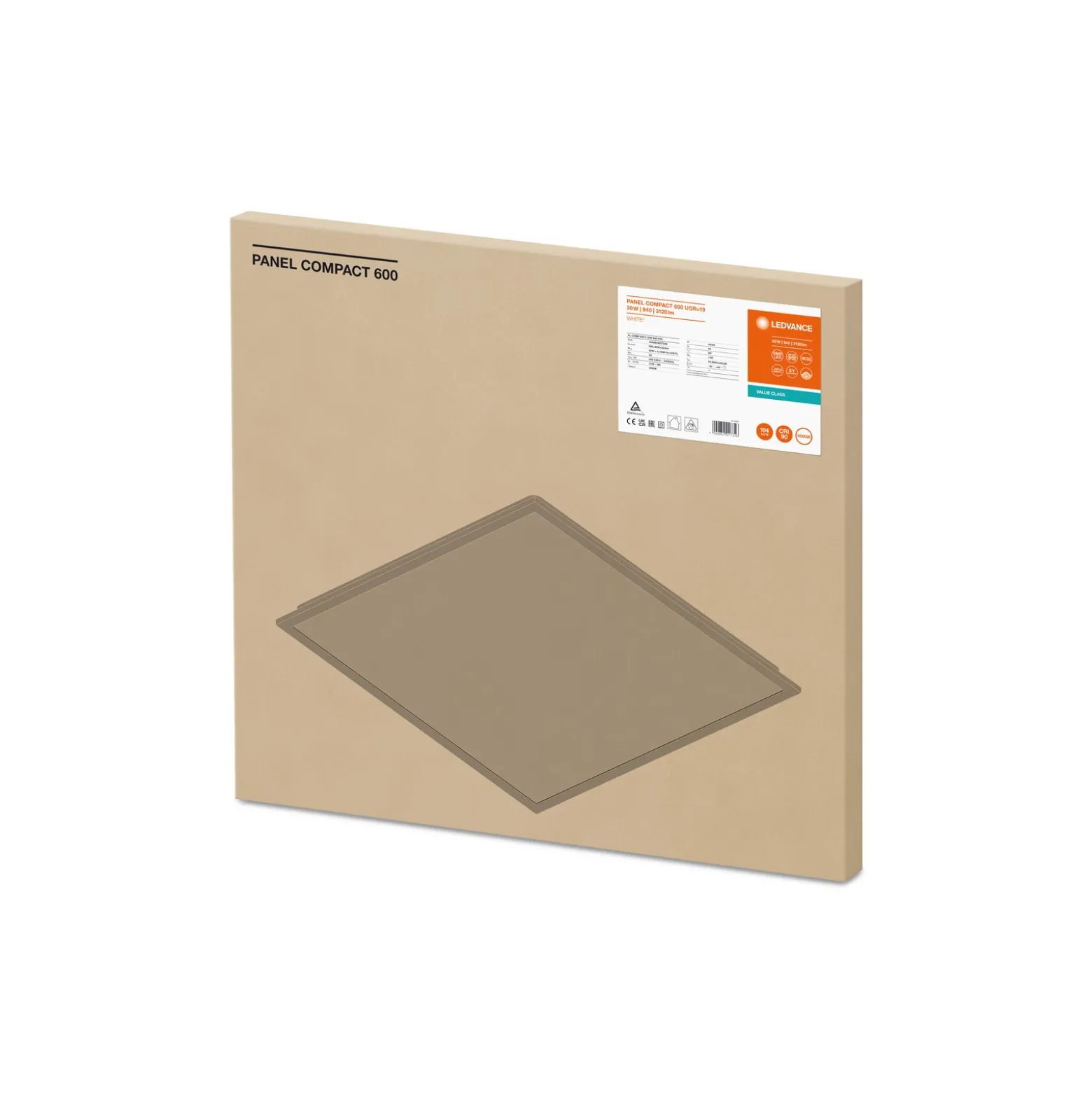 Ledvance LED Panel Kompakt Aluminium Vit 30W 3120lm - 940 Kallvit | 60x60cm - UGR < 19