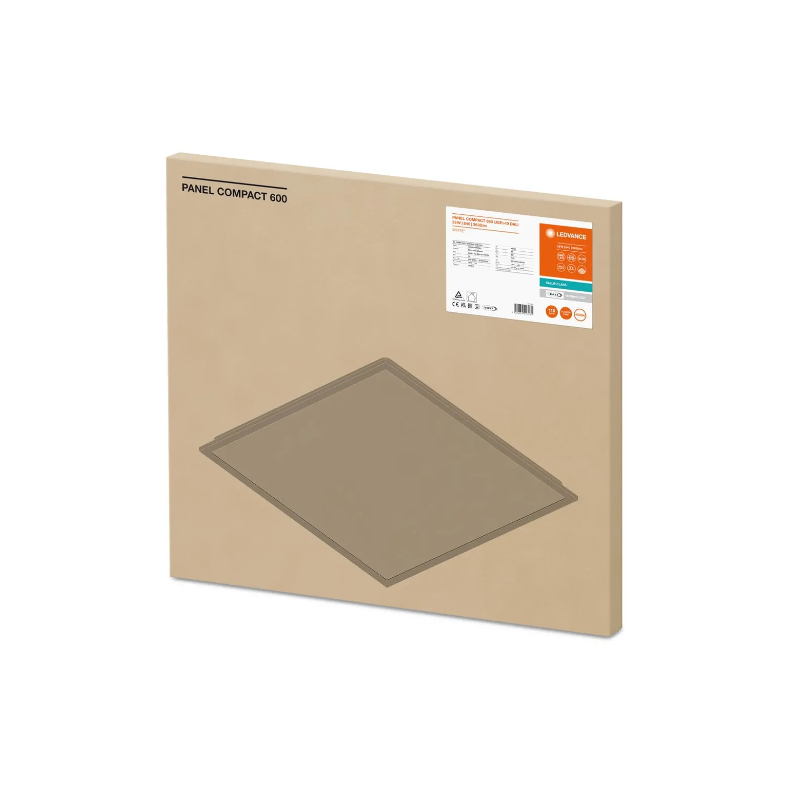 Ledvance LED Panel Kompakt 33W 3630lm - 840 Kallvit | 60x60cm - UGR <19 - Dali Dimbar