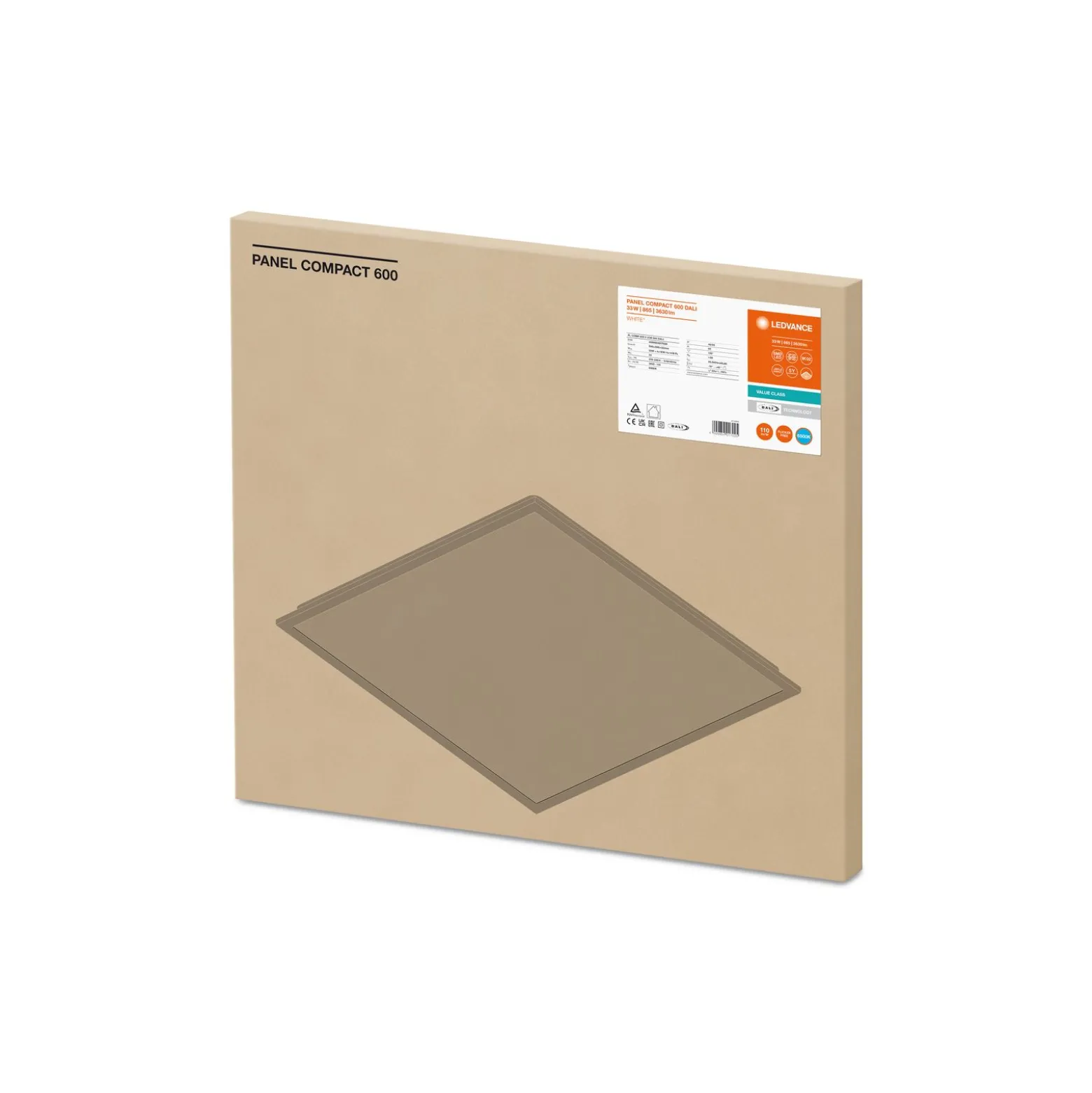 Ledvance LED Panel Kompakt 33W 3630lm - 865 Dagsljus | 60x60cm - UGR <25 - Dali Dimbar