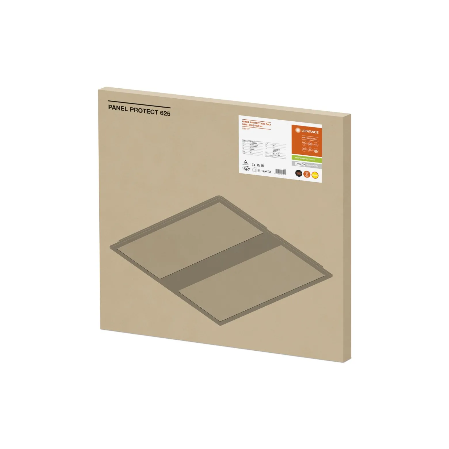 Ledvance LED Panel Protect 36W 5040lm - 830 Varm Vit | 62.5x62.5cm - UGR <22 - Dali Dimbar