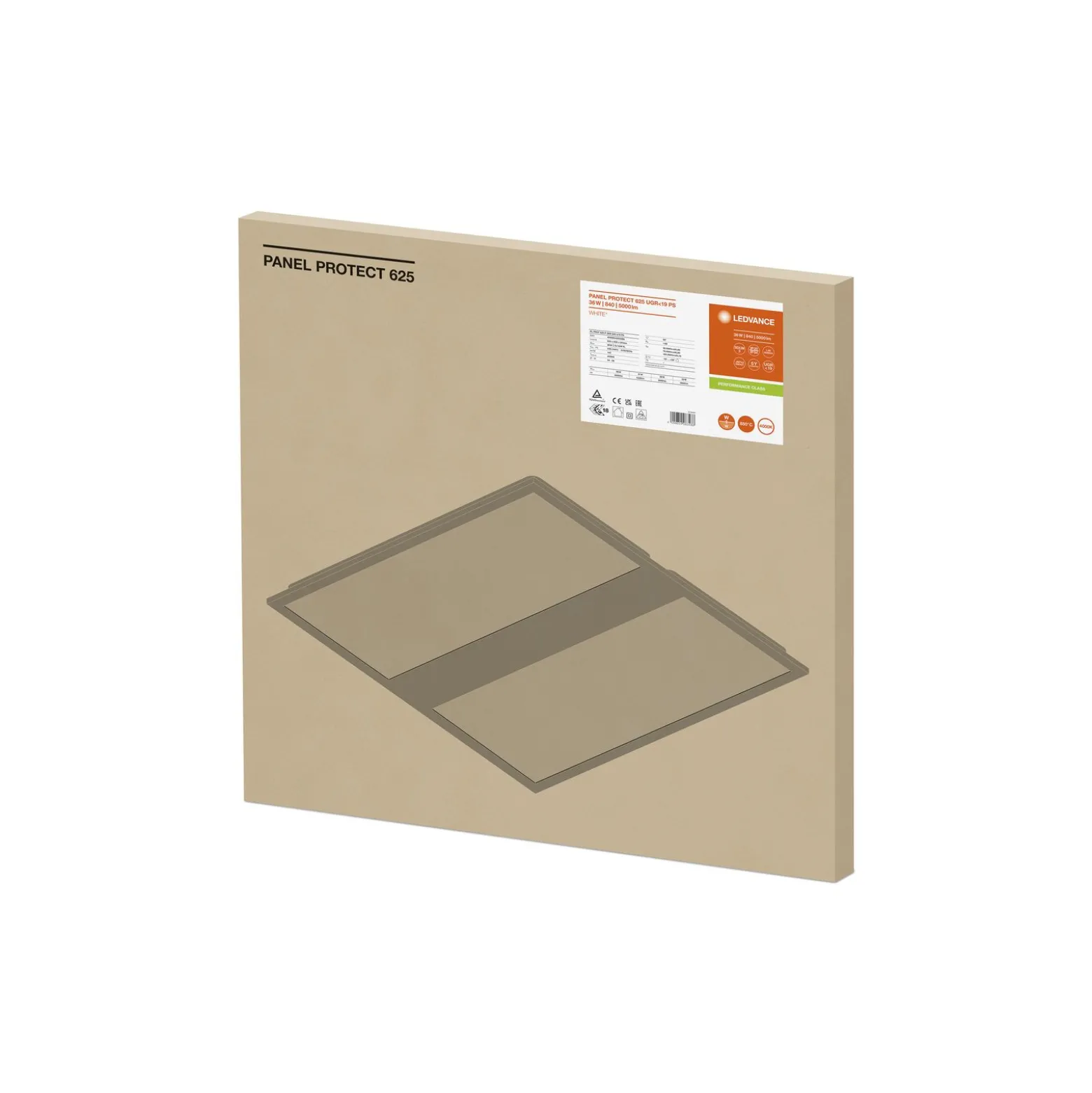 Ledvance LED Panel Protect 36W 3080lm - 840 Kallvit | 62.5x62.5cm - UGR <19