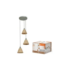 Ledvance LED Pendellampa Decor Rotting Platta Brun | Passande för 3x E27