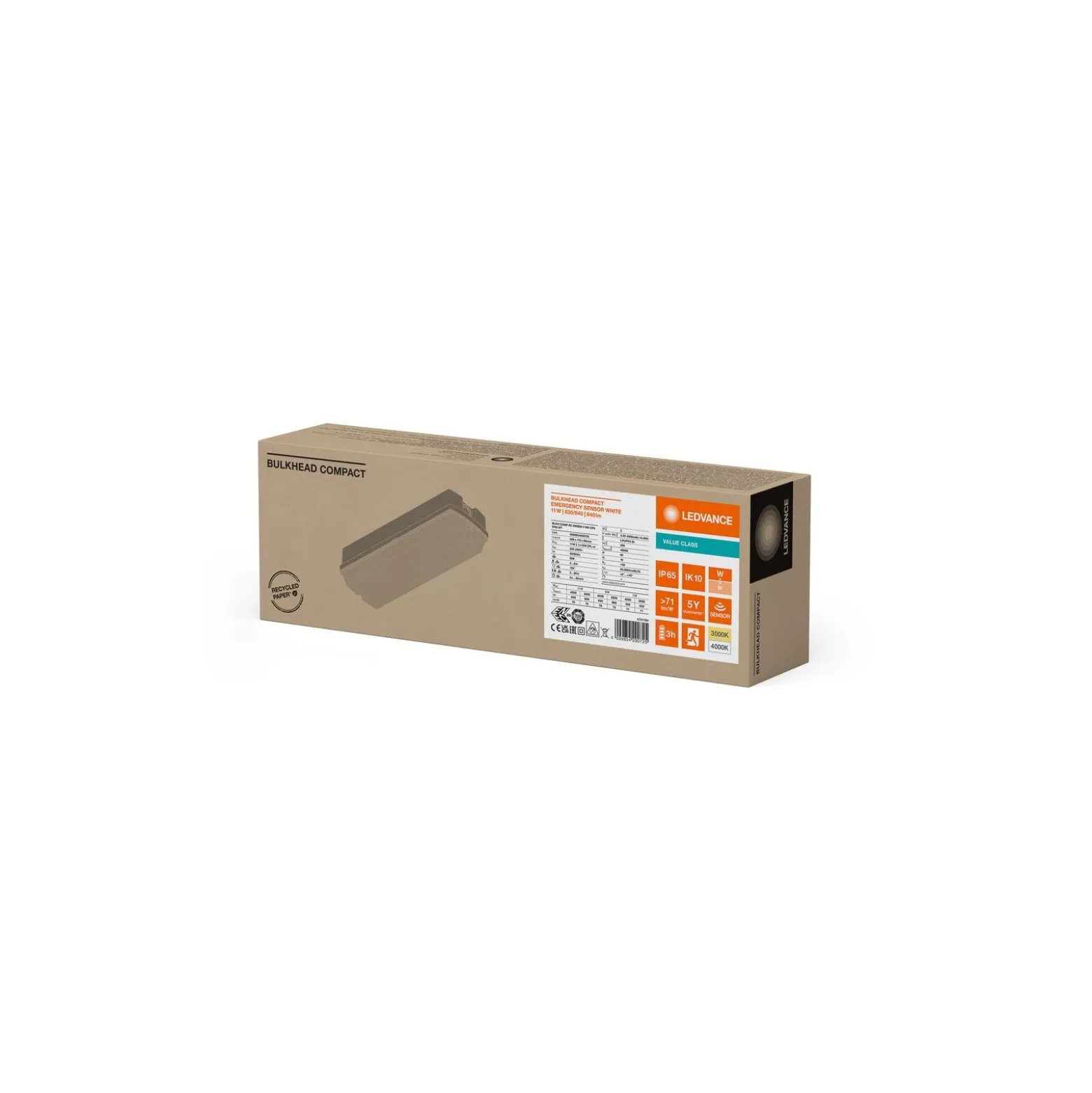 Ledvance LED Plafond Compact Vit 11W 840lm - 830-840 CCT | IP65 - 3 Timmar Nödbelysning - Rörelsesensor, Ljussensor