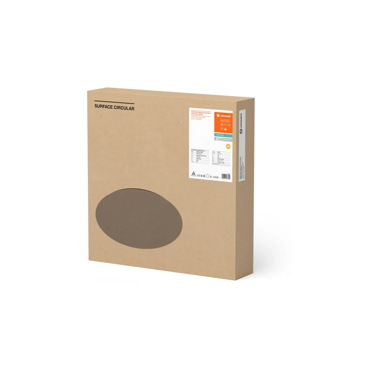 Ledvance LED Plafond Surface Cirkulär 42W 3500lm - 830 Varm Vit | 500mm - IP44 - Dali Dimbar