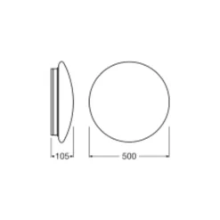 Ledvance LED Plafond Surface Cirkulär 500 Stål Vit 42W 3500lm - 830 Varm Vit | IP44 - Zigbee Dimbar