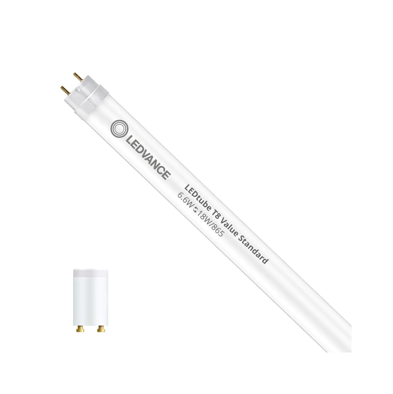 Ledvance LED Rör T8 Value (EM/Mains) Standard Output 6.6W 800lm - 865 Dagsljus | 60cm - Ersättare 18W