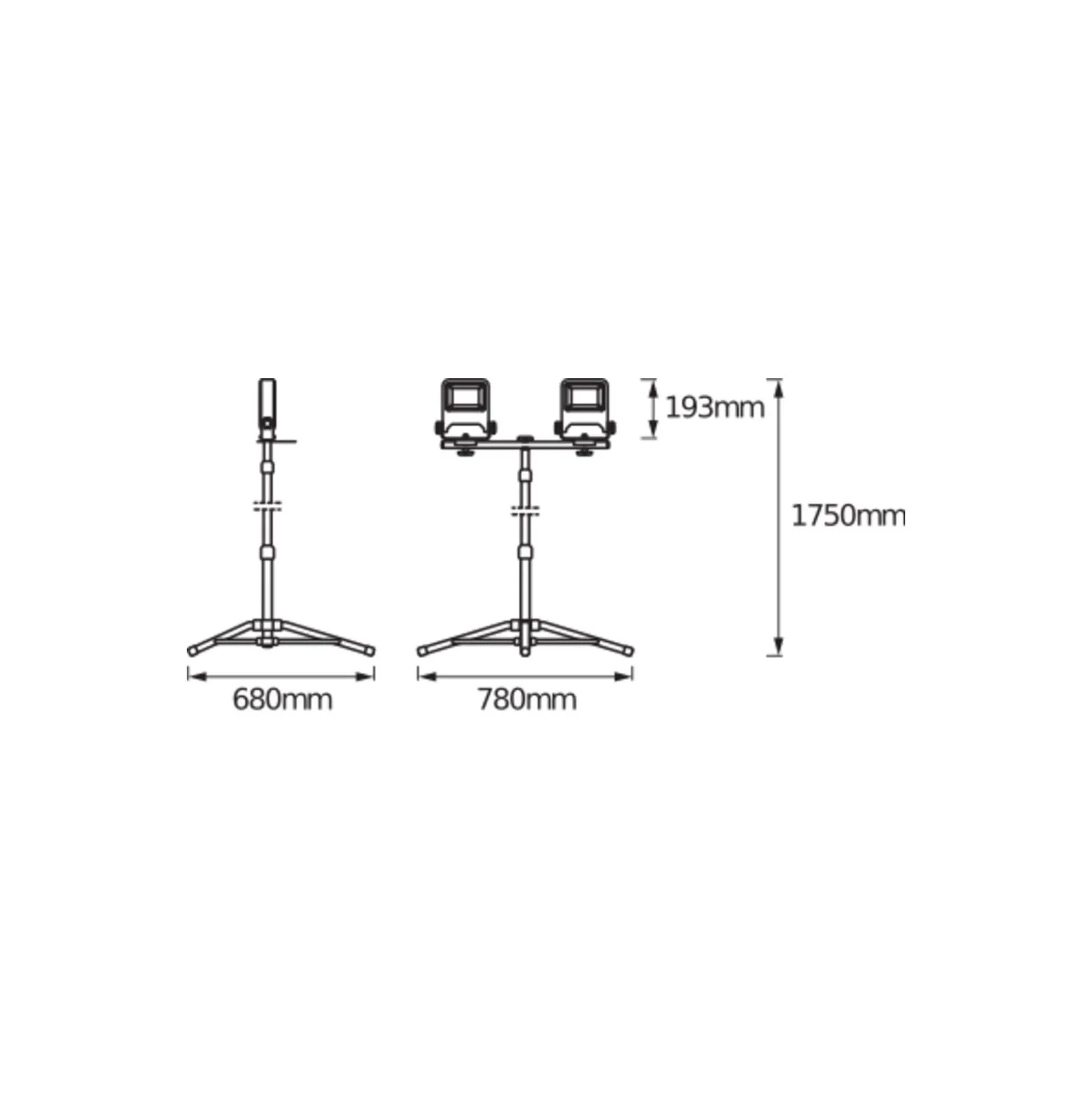 Ledvance LED Strålkastare Abetsbelysning Stativ Mörk Grå 2X30W 5400lm 120D - 840 Kallvit | IP65 - Symmetrisk