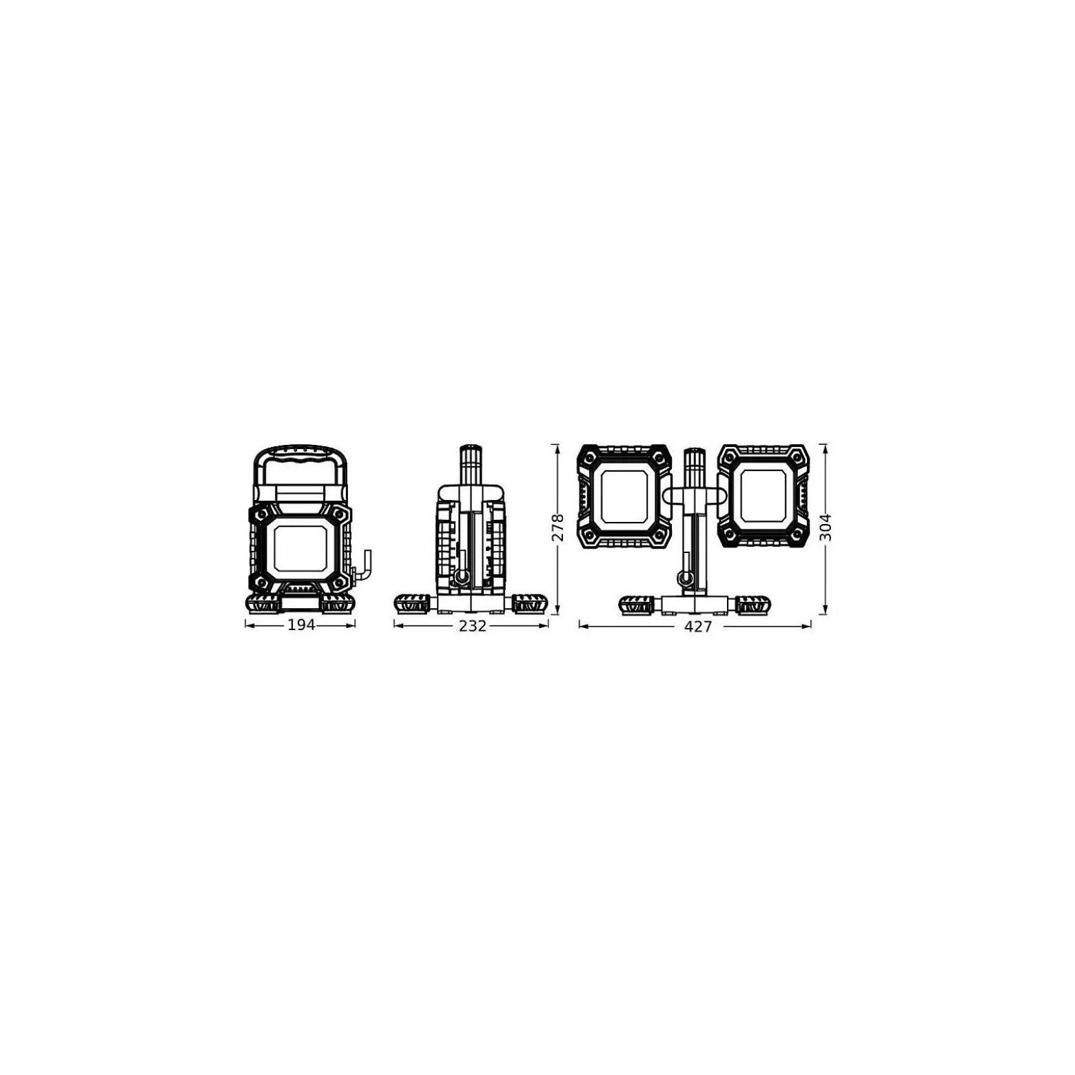 Ledvance LED Strålkastare Abetsbelysning Value Flex Svart 60W 6450lm 110D - 865 Dagsljus | IP65 - Batteri - Symmetrisk