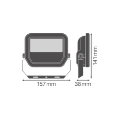 Ledvance LED Strålkastare Aluminium Svart 17W 2400lm 100D - 840 Kallvit | IP66 - Symmetrisk