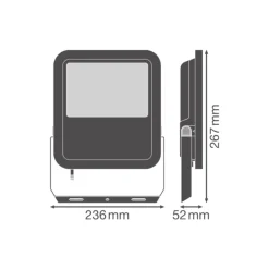 Ledvance LED Strålkastare Aluminium Svart 69W 9150lm 100D - 830 Varm Vit | IP66 - Symmetrisk