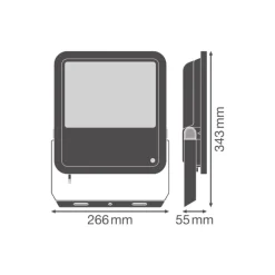 Ledvance LED Strålkastare Aluminium Svart 100W 15000lm 100D - 840 Kallvit | IP66 - Ljussensor - Symmetrisk
